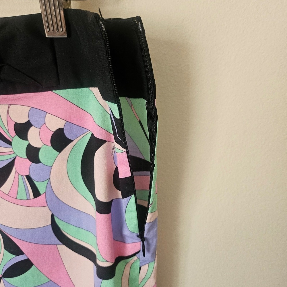 Tibi‎ Psychedelic Swirl Print Pencil Skirt Pastel Hippie Retro Art Pop Size 8 - Picture 8 of 10